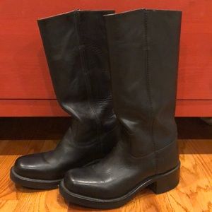 Like-new Frye knee high boots in black leather.